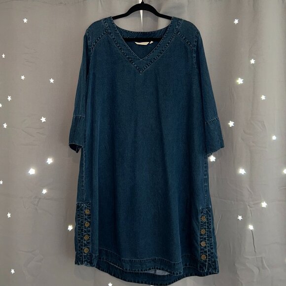 NEW Women's XL 100% Tencel Denim Shift Dress by Soft Surroundings - Picture 1 of 5